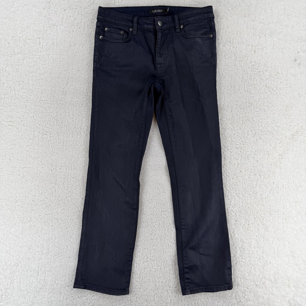 Lauren Ralph Lauren Jeans Womens 4P Blue Dark Wash Mid Rise Straight Stretch